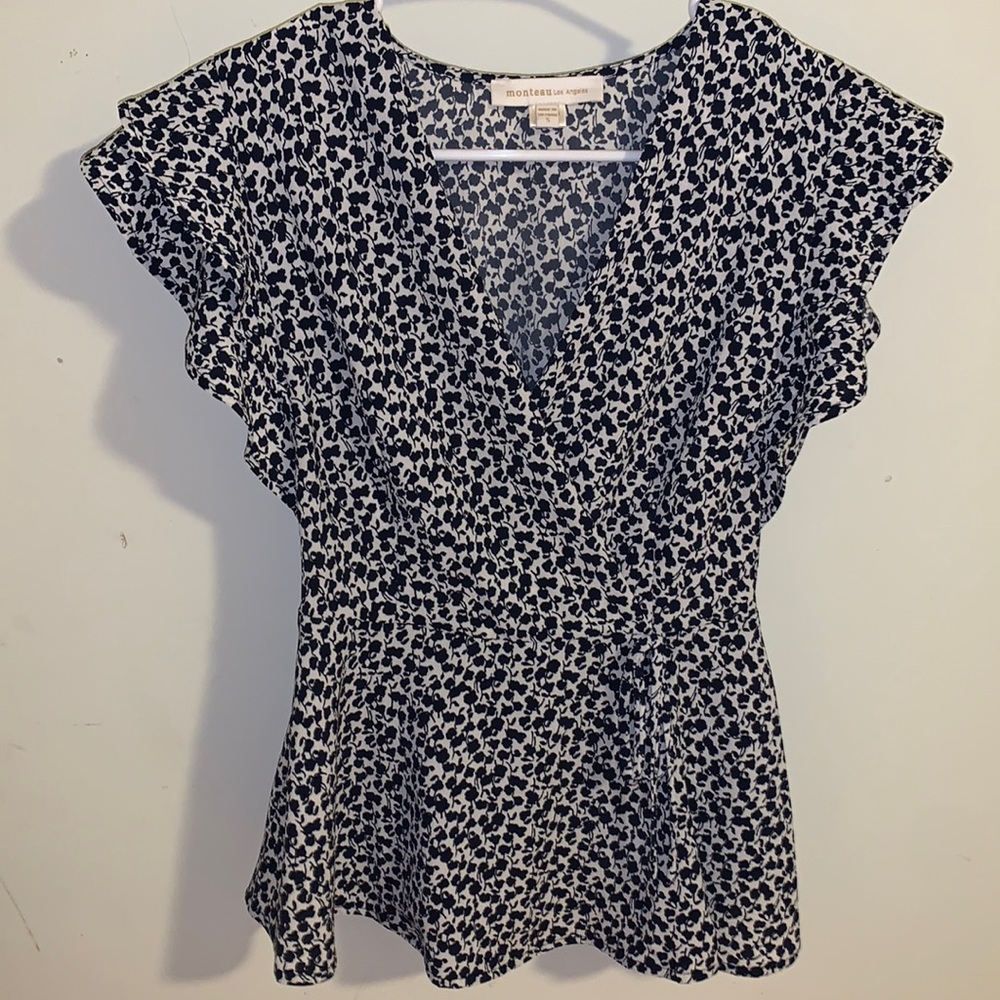 Blue Floral Monteau Blouse